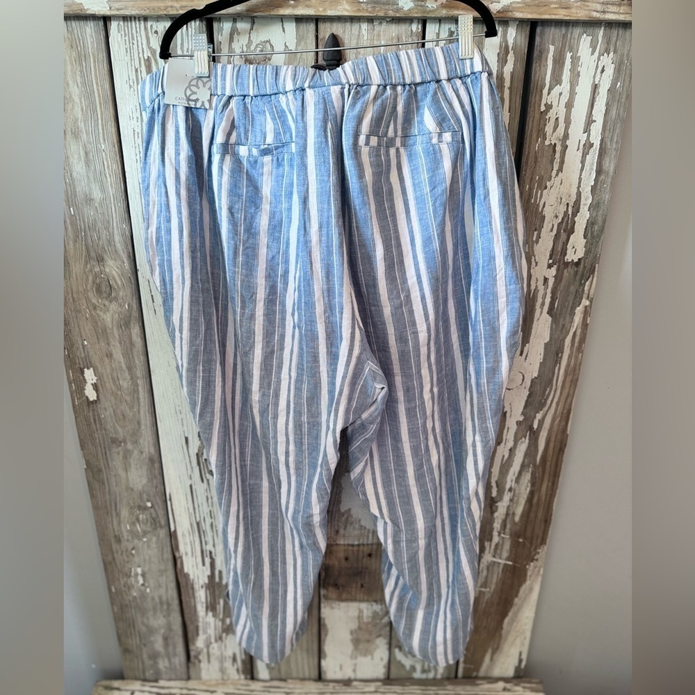 Catherine’s Blue & White Striped Lynen Blend Pants Size 3XWP NWT - Picture 5 of 7